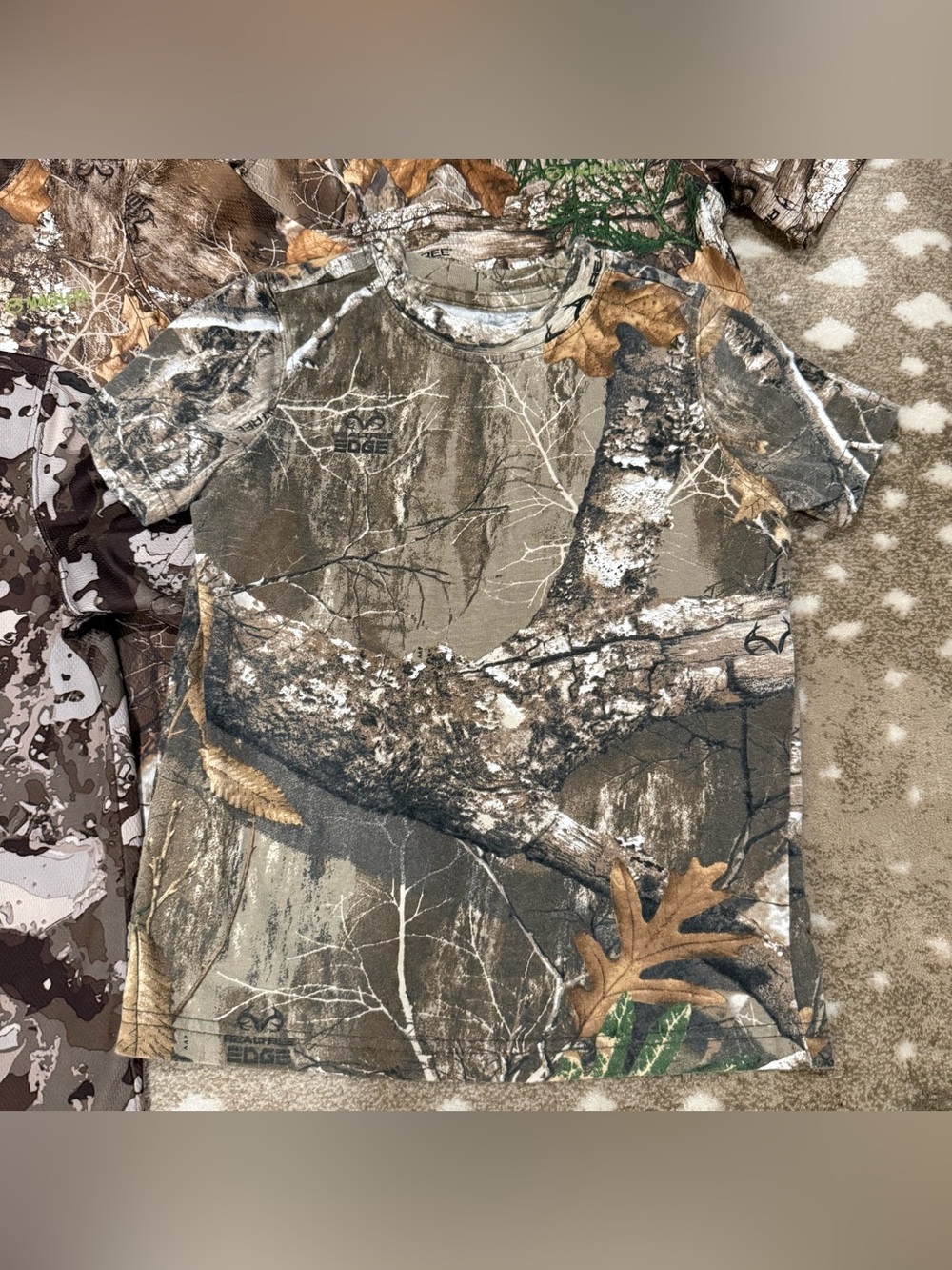Bundle (6) Camo Short & Long Sleeve Shirts. Brown/Green Camouflage. Size XS 6/7 - Picture 2 of 16